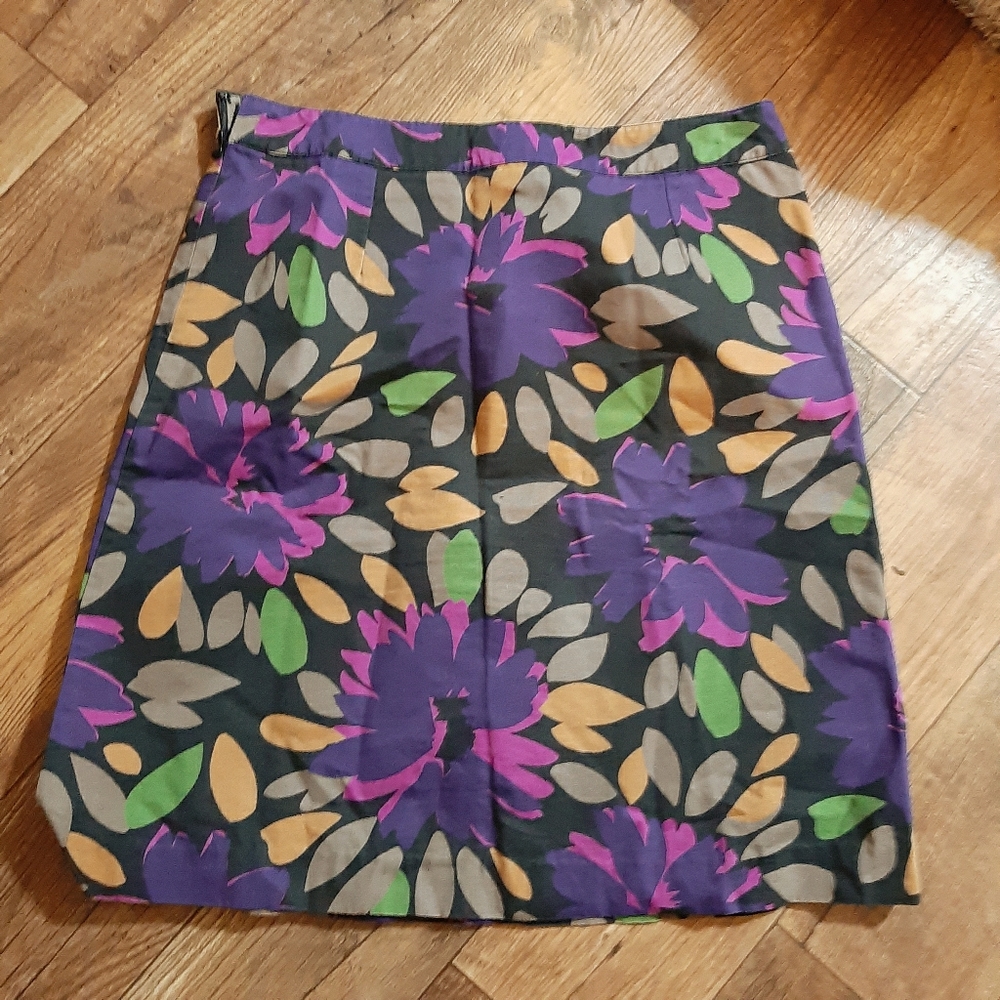 Boden Floral Skirt Mid Mod A Line Sz 14 Cotton    c